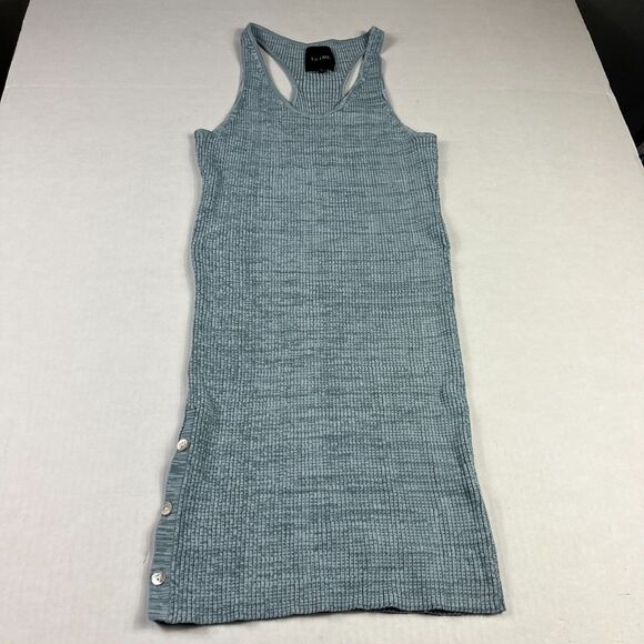 Le Ore Bandier Rimini Mini Dress Blue Raceback Ribbed Knit Casual Coastal SMALL - Picture 1 of 10